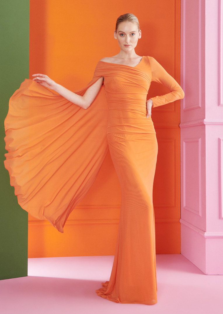 Capreze Women Maxi Dresses Solid Color Ball Gown Long Sleeve